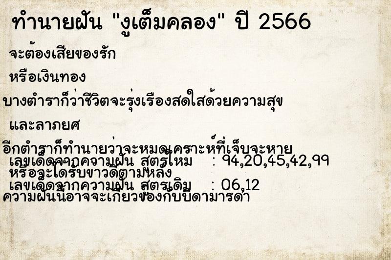 ทำนายฝัน งูเต็มคลอง ทำนายฝัน งูเต็มคลอง