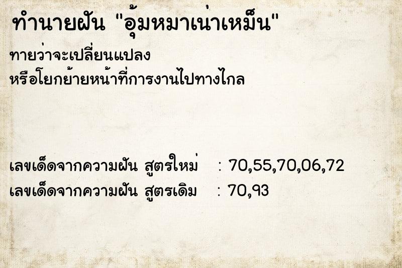 ทำนายฝัน อุ้มหมาเน่าเหม็น ทำนายฝัน อุ้มหมาเน่าเหม็น