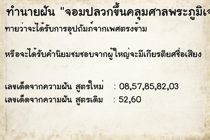ทำนายฝันจอมปลวกขึ้นคลุมศาลพระภูมิเจ้าที่ ทำนายฝันทำนายฝันจอมปลวกขึ้นคลุมศาลพระภูมิเจ้าที่