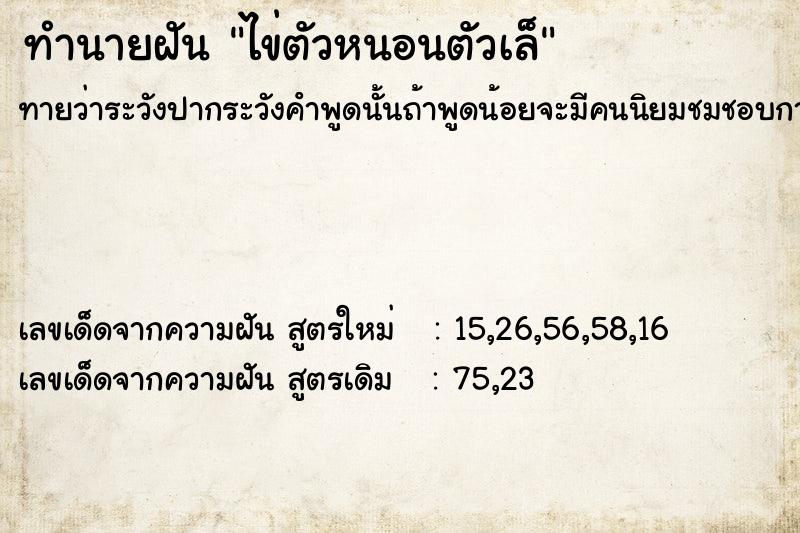 ทำนายฝัน ไข่ตัวหนอนตัวเล็ ทำนายฝัน ไข่ตัวหนอนตัวเล็