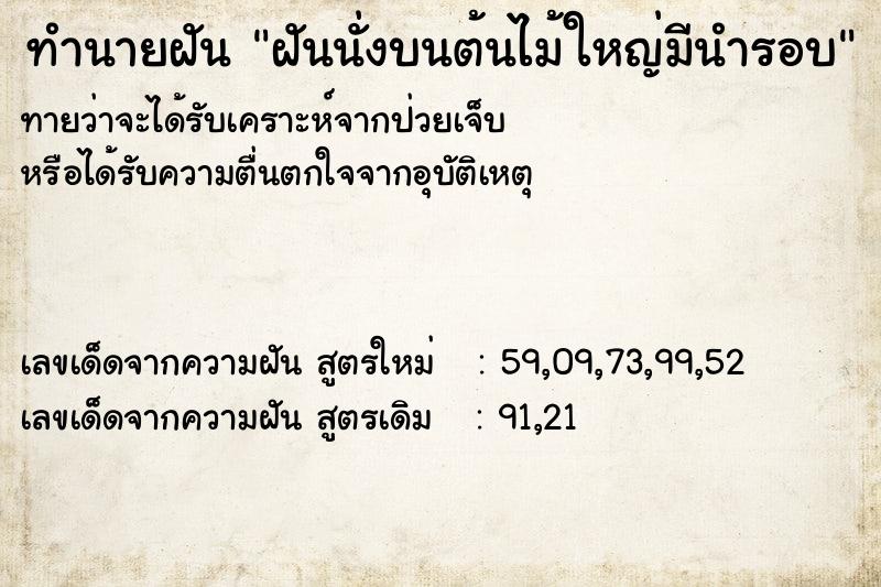 ทำนายฝันทำนายฝันฝันนั่งบนต้นไม้ใหญ่มีนำรอบ