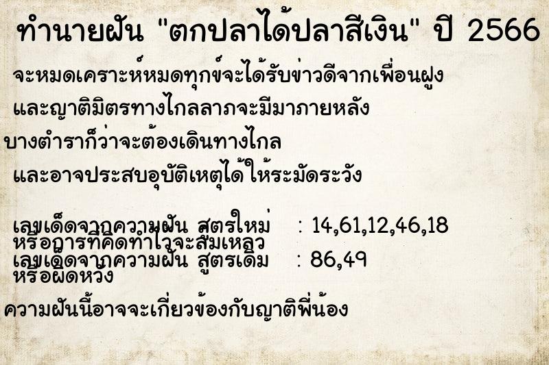 ทำนายฝันทำนายฝันตกปลาได้ปลาสีเงิน