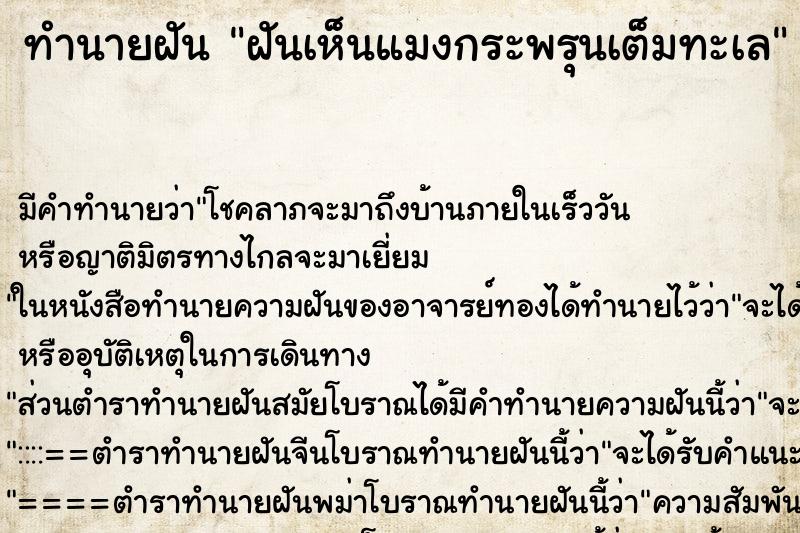 ทำนายฝัน ฝันเห็นแมงกระพรุนเต็มทะเล