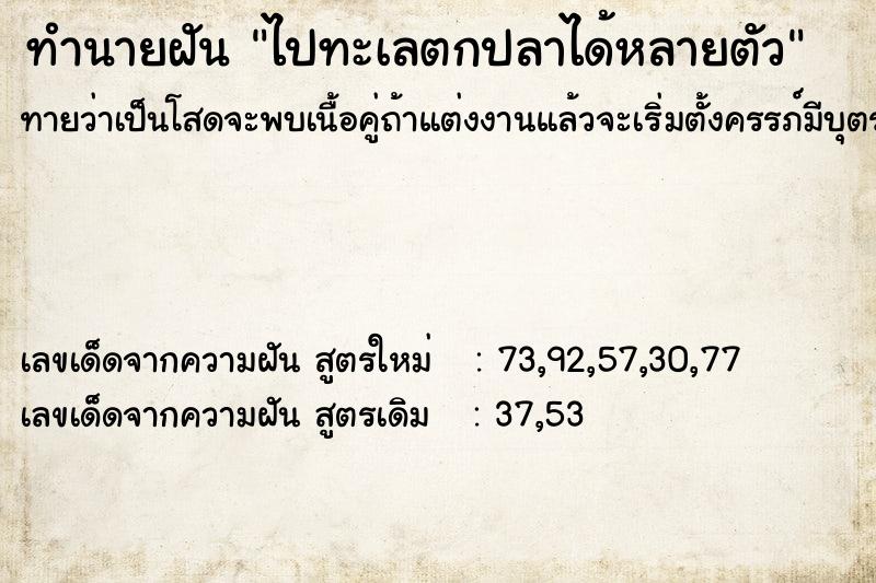 ทำนายฝันไปทะเลตกปลาได้หลายตัว ทำนายฝันทำนายฝันไปทะเลตกปลาได้หลายตัว