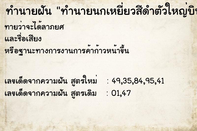 ทำนายฝันทำนายฝันทำนายนกเหยี่ยวสีดำตัวใหญ่บินมาหา