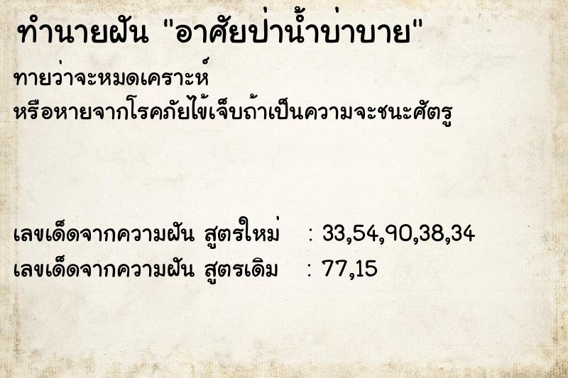 ทำนายฝันทำนายฝันอาศัยป่าน้ำบ่าบาย