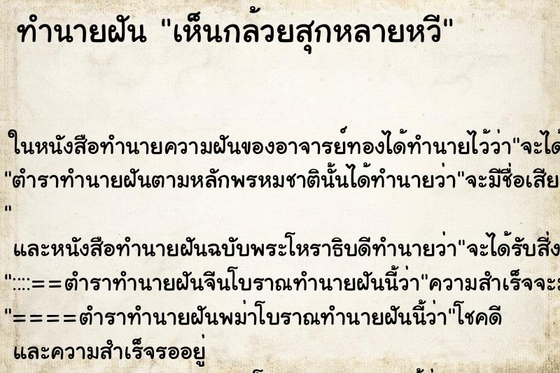 ทำนายฝัน เห็นกล้วยสุกหลายหวี ทำนายฝัน เห็นกล้วยสุกหลายหวี