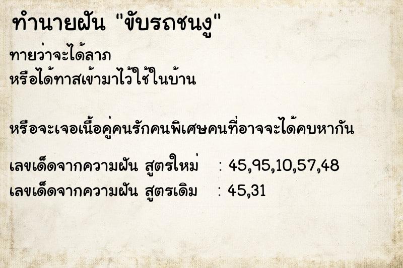 ทำนายฝันขับรถชนงู ทำนายฝันทำนายฝันขับรถชนงู