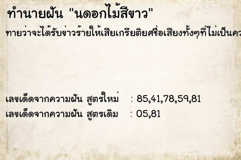 ทำนายฝัน นดอกไม้สีขาว ตำราโบราณ แม่นที่สุดในโลก