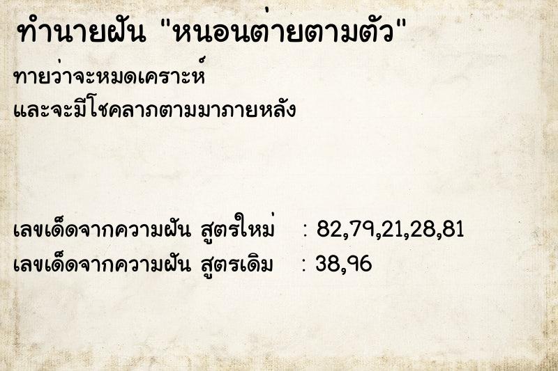 ทำนายฝันทำนายฝันหนอนต่ายตามตัว