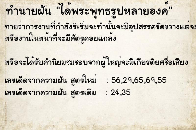 ทำนายฝันทำนายฝันได้พระพุทธ​รูป​หลาย​องค์​