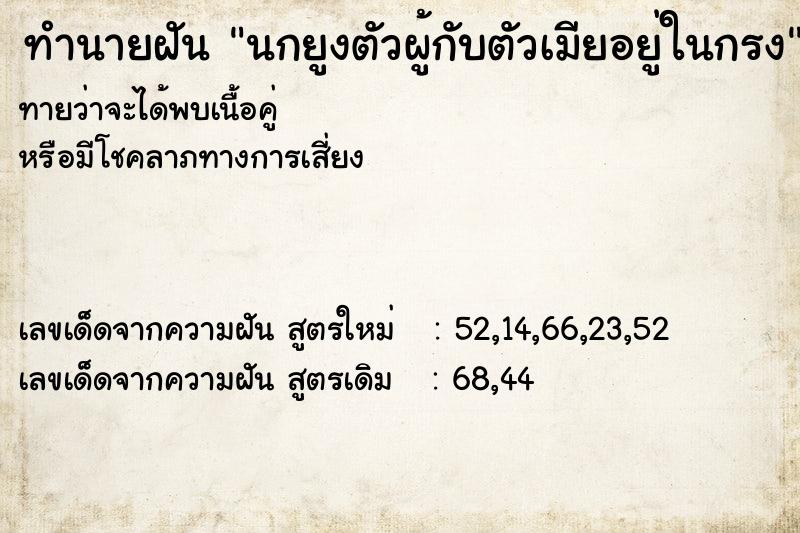 ทำนายฝันทำนายฝันนกยูงตัวผู้กับตัวเมียอยู่ในกรง