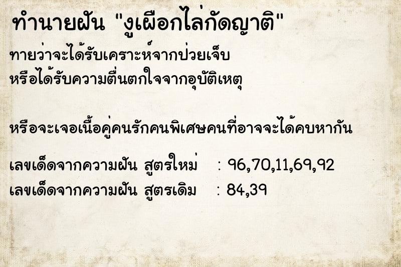 ทำนายฝันทำนายฝันงูเผือกไล่กัดญาติ