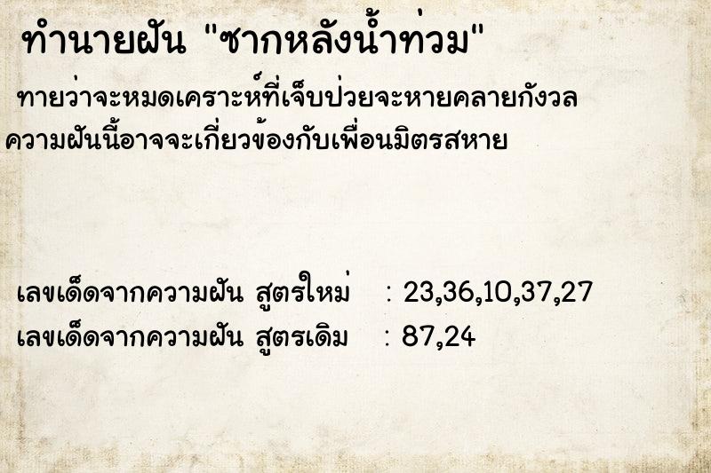 ทำนายฝันทำนายฝันซากหลังน้ำท่วม