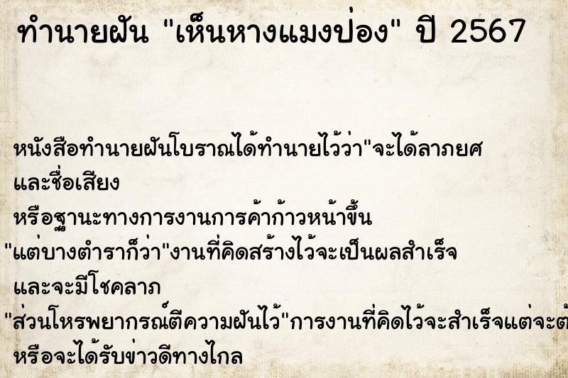 ทำนายฝันเห็นหางแมงป่อง ทำนายฝันทำนายฝันเห็นหางแมงป่อง