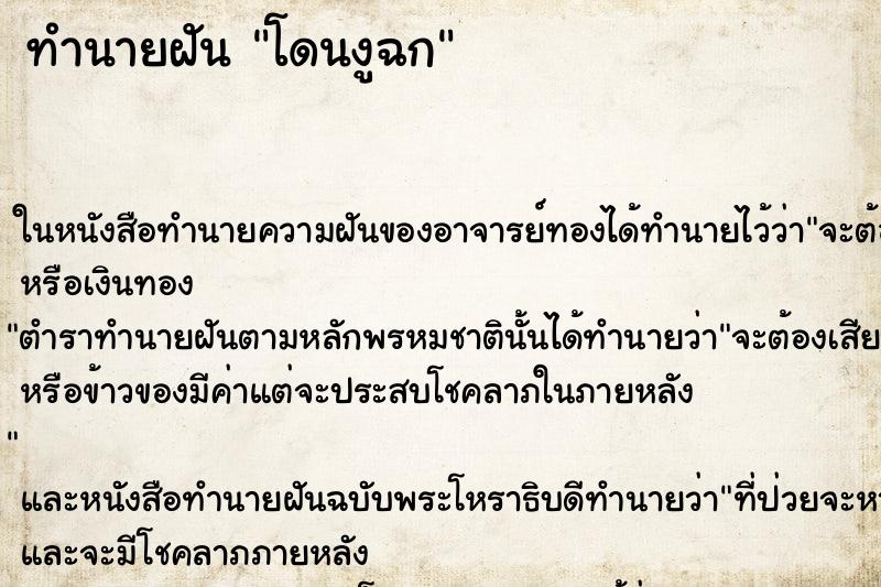 ทำนายฝัน โดนงูฉก ทำนายฝัน โดนงูฉก
