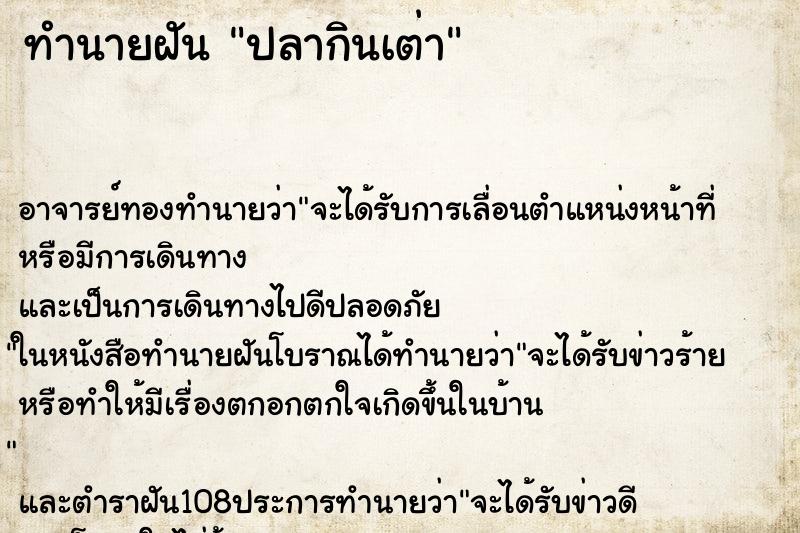 ทำนายฝัน ปลากินเต่า ตำราโบราณ แม่นที่สุดในโลก