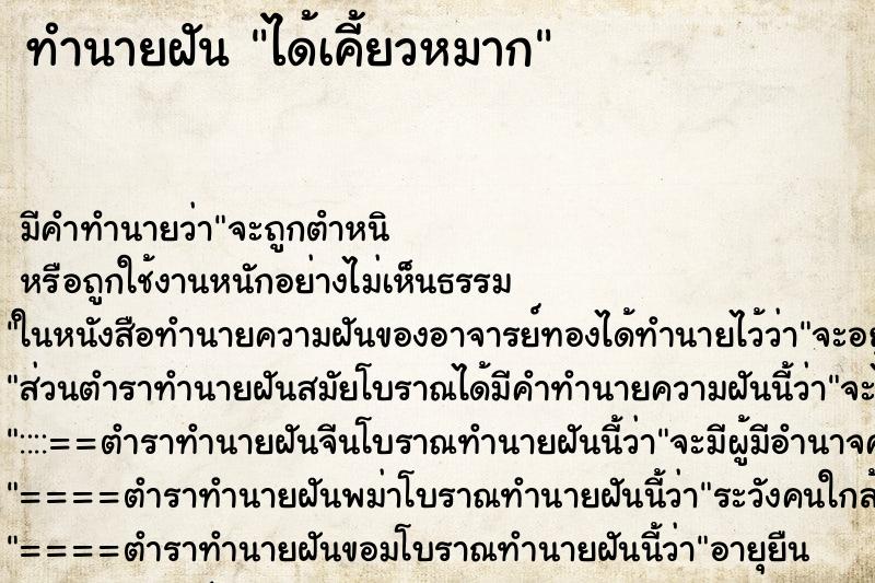 ทำนายฝัน ได้เคี้ยวหมาก ทำนายฝัน ได้เคี้ยวหมาก