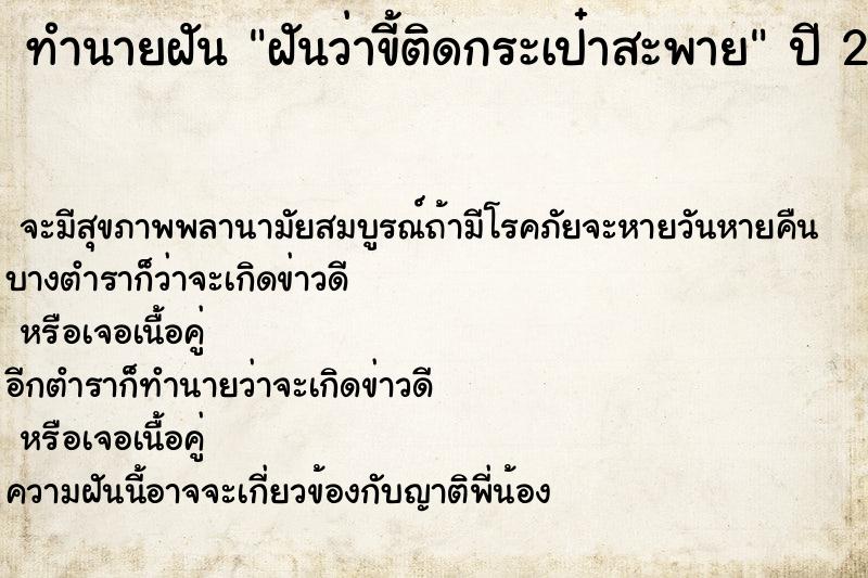ทำนายฝันฝันว่าขี้ติดกระเป๋าสะพาย ทำนายฝันทำนายฝันฝันว่าขี้ติดกระเป๋าสะพาย