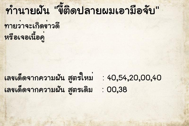ทำนายฝันทำนายฝันขี้ติดปลายผมเอามือจับ