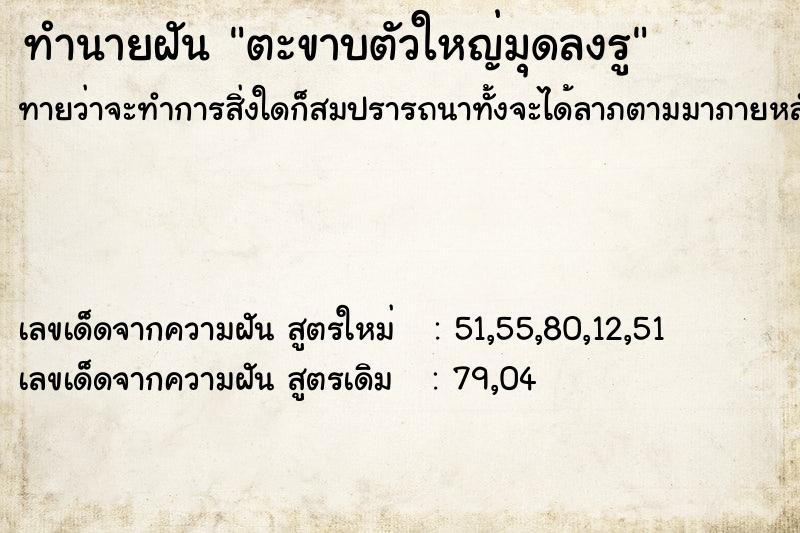 ทำนายฝันทำนายฝันตะขาบตัวใหญ่มุดลงรู