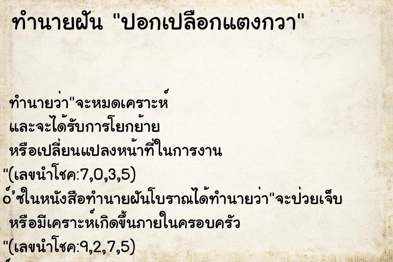 ทำนายฝัน ปอกเปลือกแตงกวา ทำนายฝัน ปอกเปลือกแตงกวา