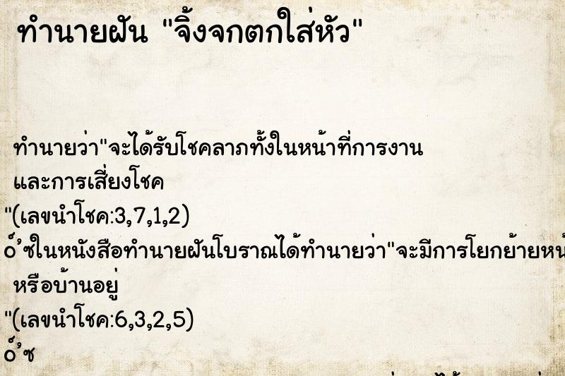 ทำนายฝัน จิ้งจกตกใส่หัว