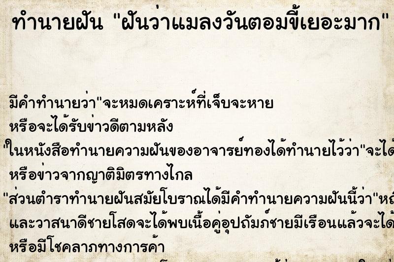 ทำนายฝัน ฝันว่าแมลงวันตอมขี้เยอะมาก ตำราโบราณ แม่นที่สุดในโลก