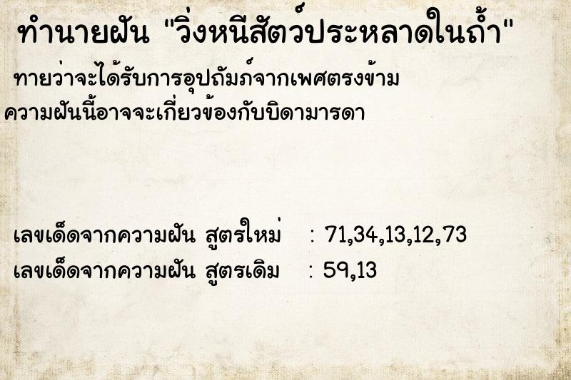 ทำนายฝันวิ่งหนีสัตว์ประหลาดในถ้ำ ทำนายฝันทำนายฝันวิ่งหนีสัตว์ประหลาดในถ้ำ