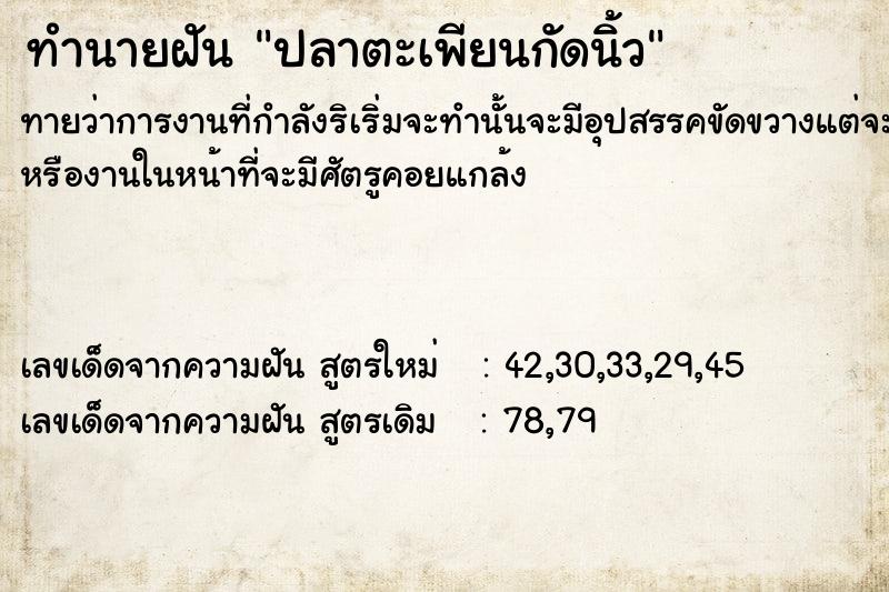 ทำนายฝันปลาตะเพียนกัดนิ้ว ทำนายฝันทำนายฝันปลาตะเพียนกัดนิ้ว