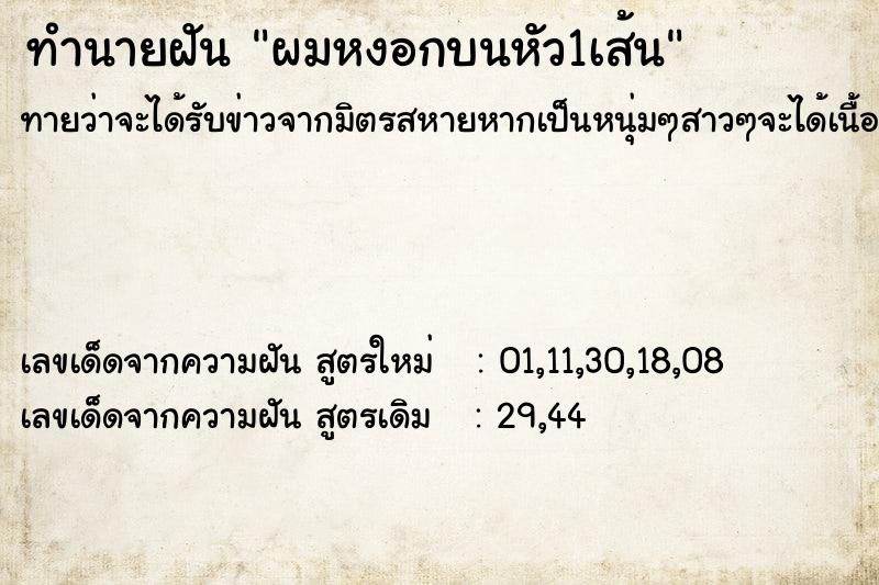 ทำนายฝัน ผมหงอกบนหัว1เส้น ทำนายฝัน ผมหงอกบนหัว1เส้น