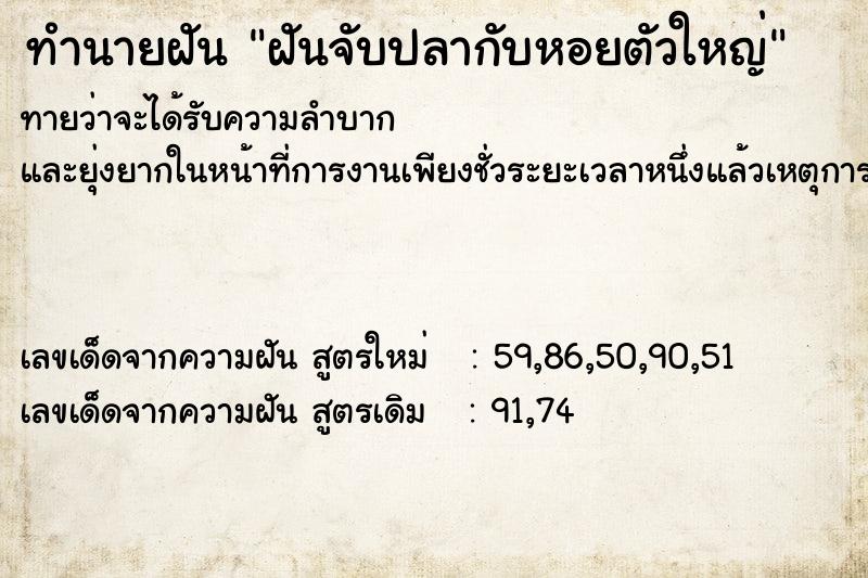 ทำนายฝันทำนายฝันฝันจับปลากับหอยตัวใหญ่