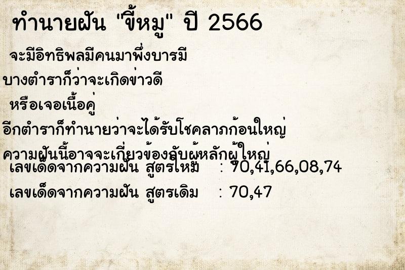 ทำนายฝัน ขี้หมู ทำนายฝัน ขี้หมู