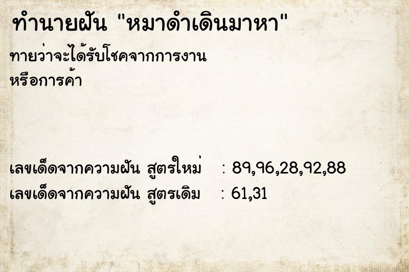 ทำนายฝันทำนายฝันหมาดำเดินมาหา
