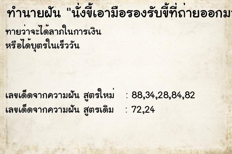 ทำนายฝันนั่งขี้เอามือรองรับขี้ที่ถ่ายออกมา ทำนายฝันทำนายฝันนั่งขี้เอามือรองรับขี้ที่ถ่ายออกมา