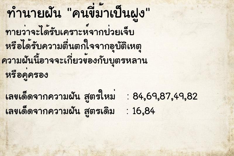 ทำนายฝันทำนายฝันคนขี่ม้าเป็นฝูง