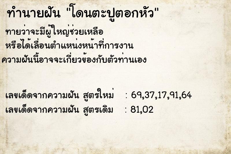 ทำนายฝันทำนายฝันโดนตะปูตอกหัว