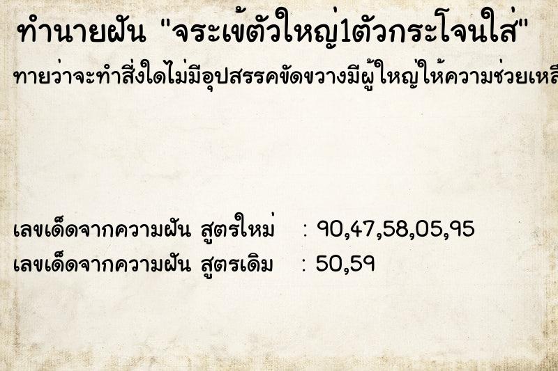 ทำนายฝันทำนายฝันจระเข้ตัวใหญ่1ตัวกระโจนใส่