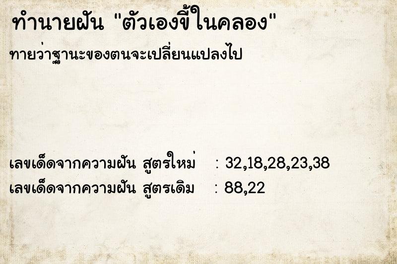 ทำนายฝันตัวเองขี้ในคลอง ทำนายฝันทำนายฝันตัวเองขี้ในคลอง