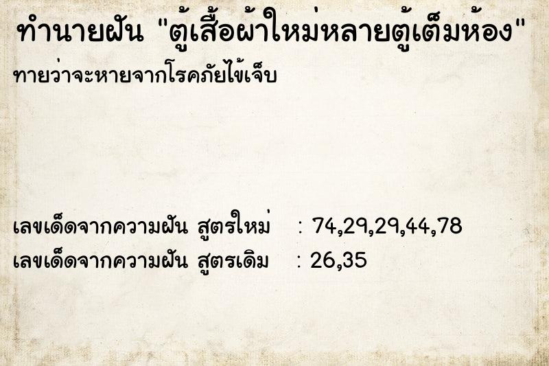ทำนายฝัน ตู้เสื้อผ้าใหม่หลายตู้เต็มห้อง ทำนายฝัน ตู้เสื้อผ้าใหม่หลายตู้เต็มห้อง
