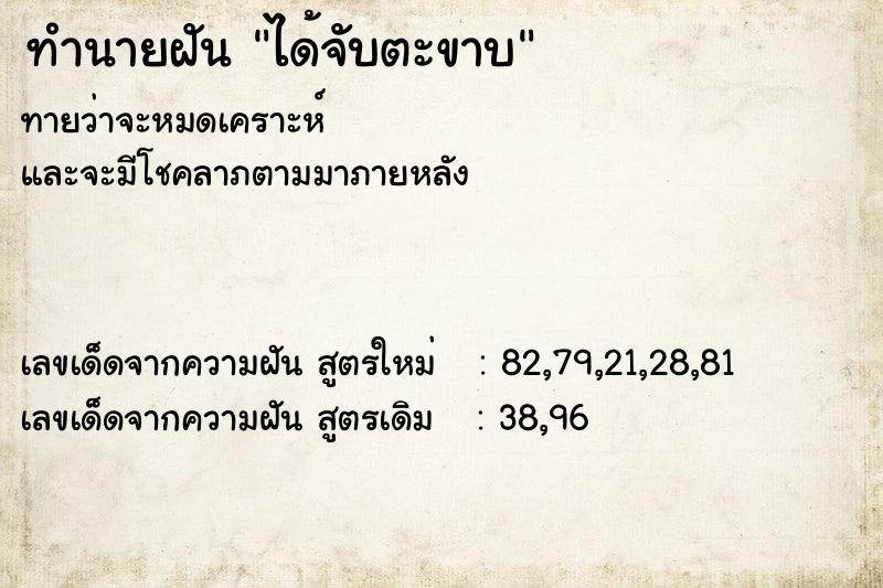 ทำนายฝันได้จับตะขาบ ทำนายฝันทำนายฝันได้จับตะขาบ