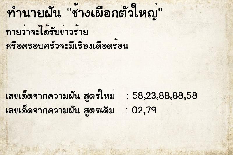 ทำนายฝันทำนายฝันช้างเผือกตัวใหญ่