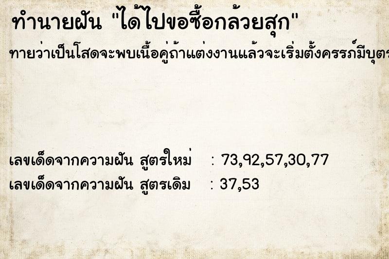 ทำนายฝันได้ไปขอซื้อกล้วยสุก ทำนายฝันทำนายฝันได้ไปขอซื้อกล้วยสุก