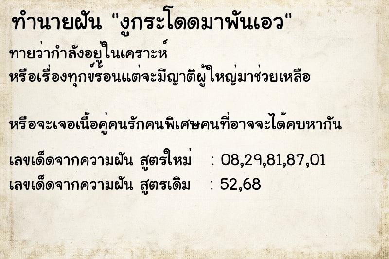 ทำนายฝัน งูกระโดดมาพันเอว ทำนายฝัน งูกระโดดมาพันเอว