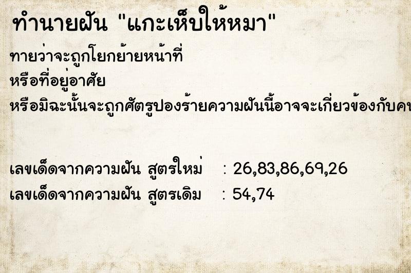 ทำนายฝันทำนายฝันแกะเห็บให้หมา