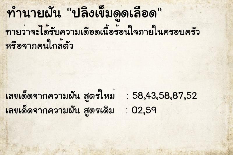 ทำนายฝัน ปลิงเข็มดูดเลือด ตำราโบราณ แม่นที่สุดในโลก