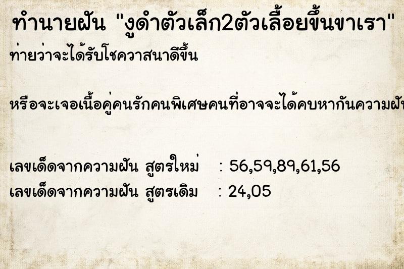 ทำนายฝันงูดำตัวเล็ก2ตัวเลื้อยขึ้นขาเรา ทำนายฝันทำนายฝันงูดำตัวเล็ก2ตัวเลื้อยขึ้นขาเรา