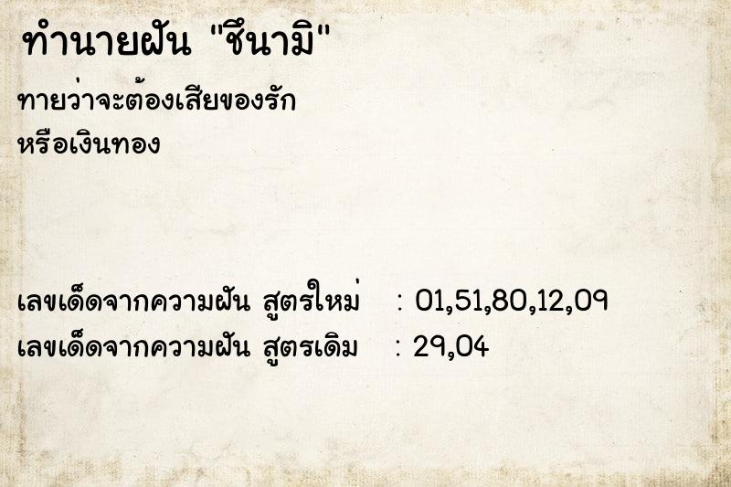 ทำนายฝันชึนามิ ทำนายฝันทำนายฝันชึนามิ