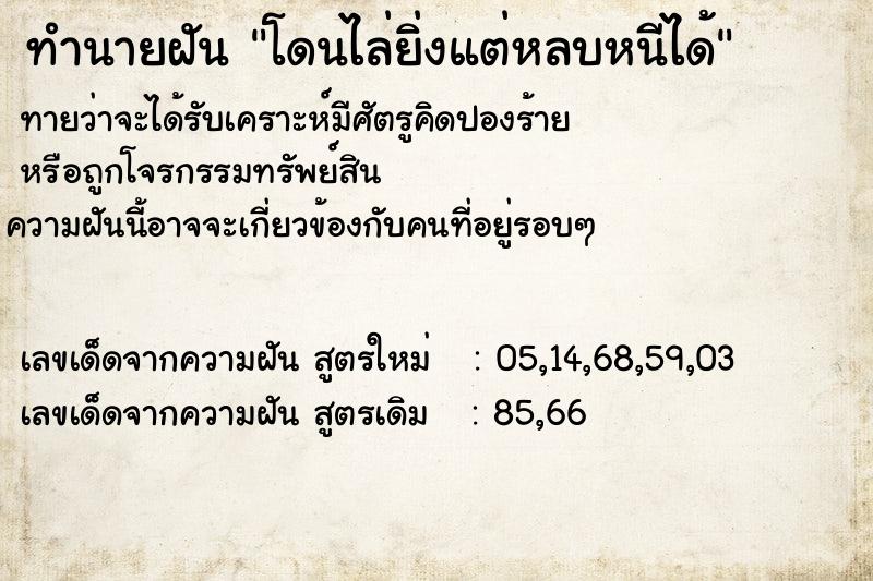 ทำนายฝันโดนไล่ยิ่งแต่หลบหนีได้ ทำนายฝันทำนายฝันโดนไล่ยิ่งแต่หลบหนีได้