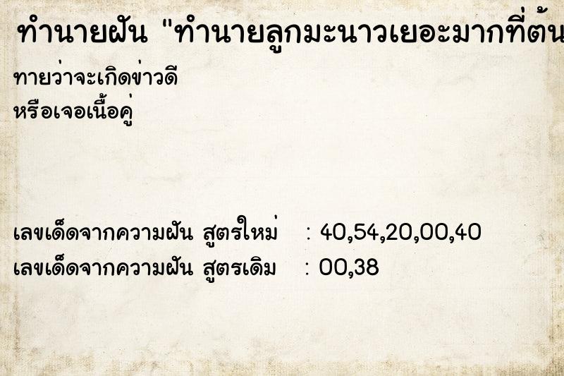 ทำนายฝันทำนายลูกมะนาวเยอะมากที่ต้น ทำนายฝันทำนายฝันทำนายลูกมะนาวเยอะมากที่ต้น